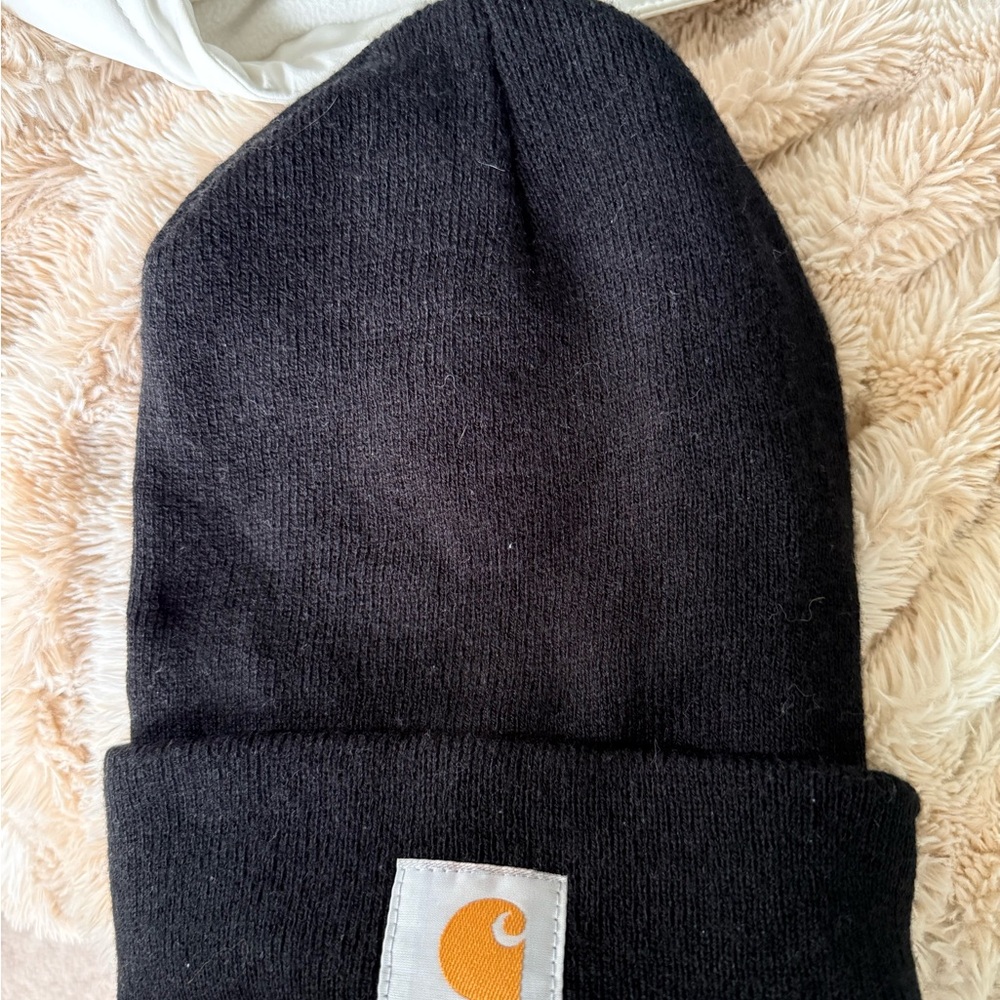 Carhartt Black Beanie with Logo Patch
